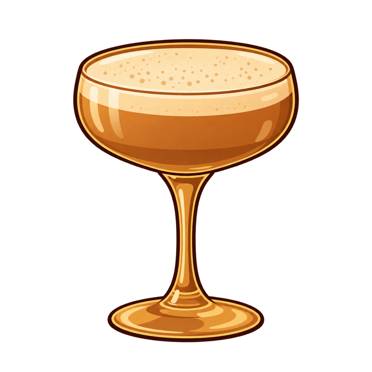 Illustrated Salted Caramel Coffee Flip in a coupe