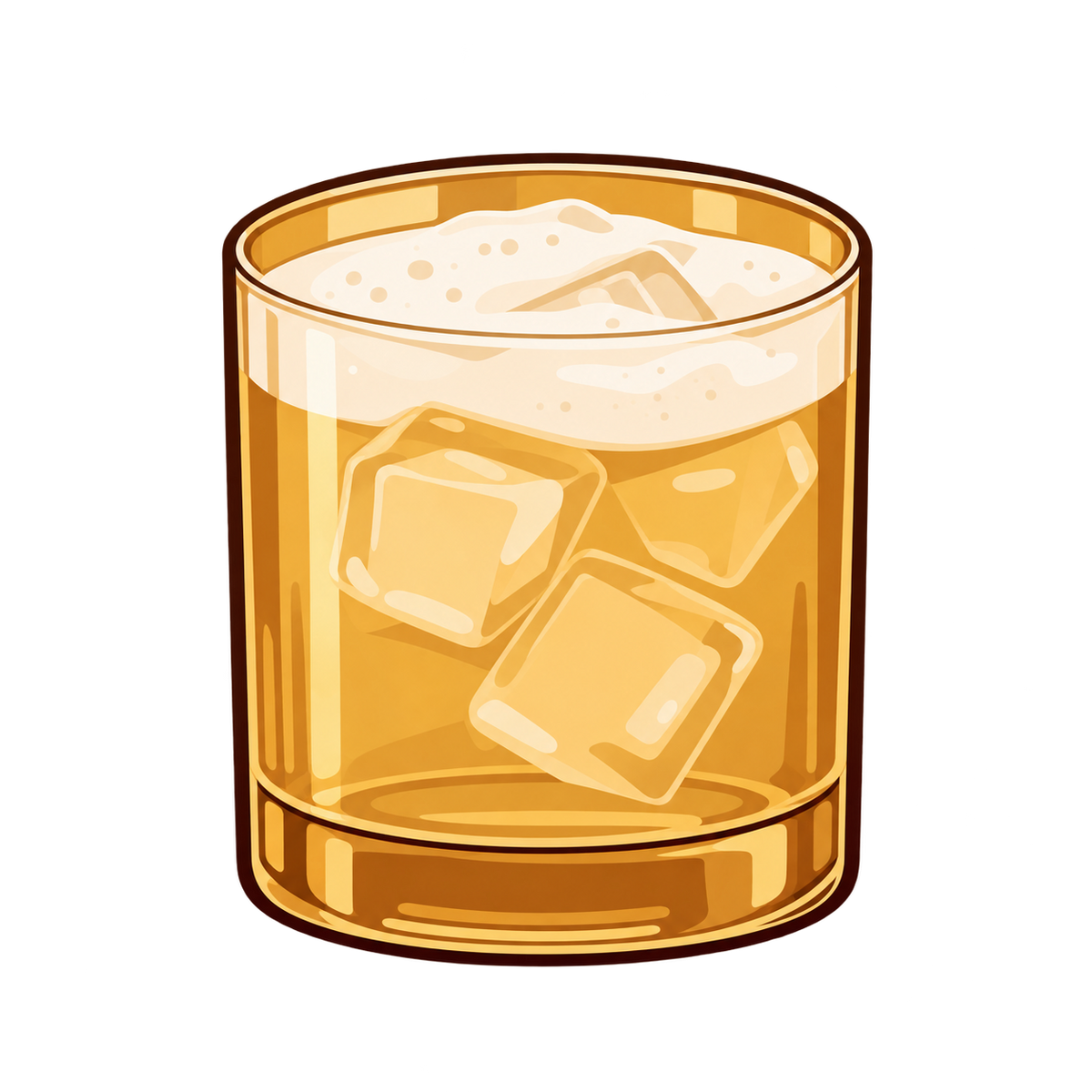 Illustrated Krampus Rye Whiskey Sour over ice in a rocks glass, showing the optional egg-white foam