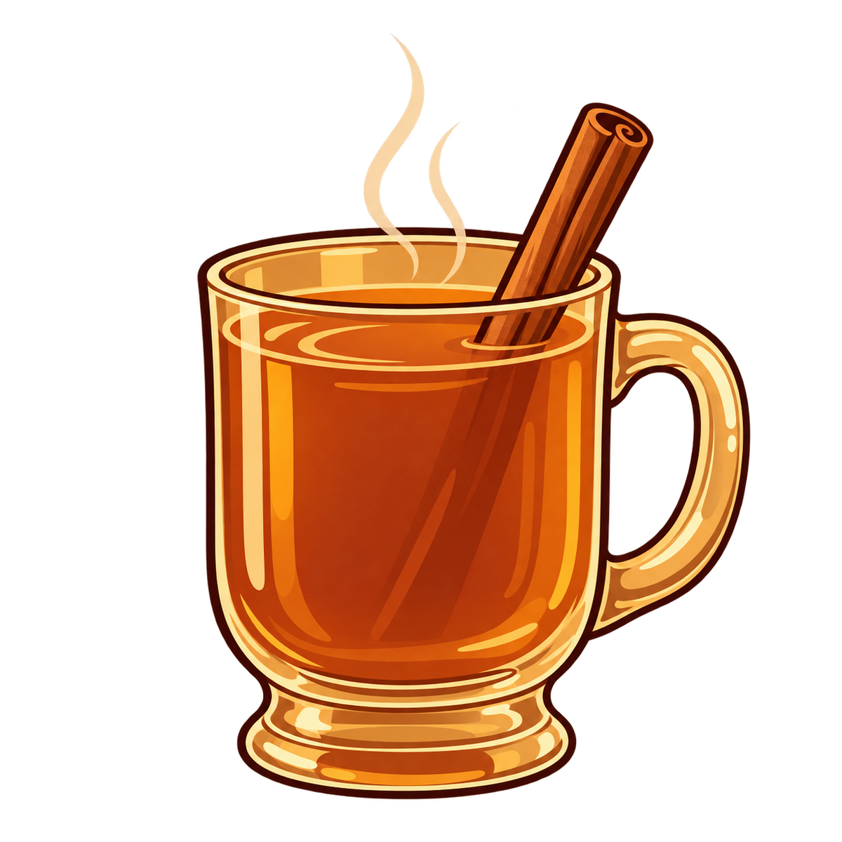 Illustrated Krampus Fireside Toddy in a heatproof mug with cinnamon stick