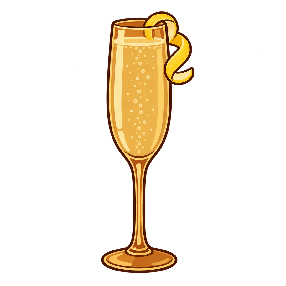 Illustrated The Winter French 75 in a flute with lemon twist