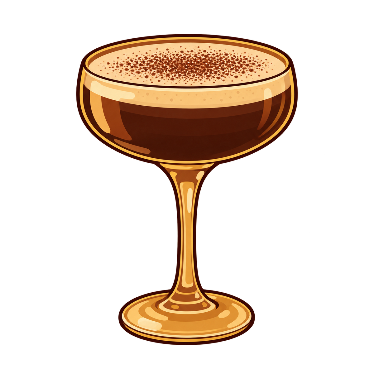 Illustrated Krampus Mocha Martini in a coupe