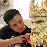 Stefan Koidl carving in his studio