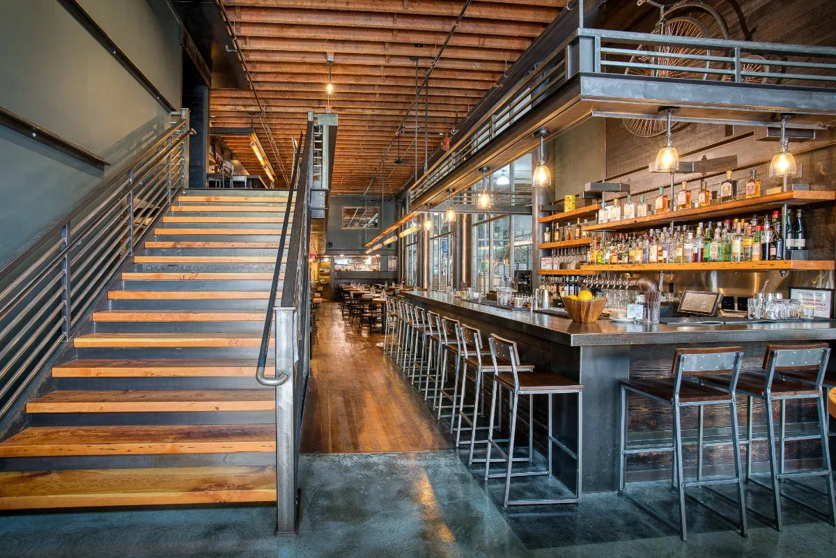 The Penny Farthing Bar inside Chuckanut Bay Distillery